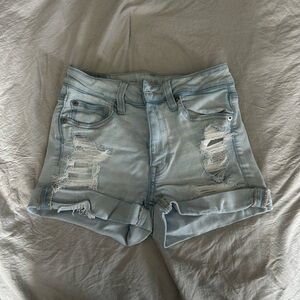 American Eagle Outfitters Light Blue Distressed Denim Shorts